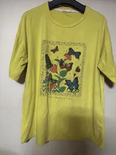 ROMWE 蝶々プリント Tシャツ イエロー Sのサムネイル
