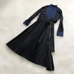 sacai サカイ プリーツロングワンピース シャツワンピース ベルトのサムネイル