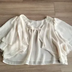 クリーム色シフォン ボレロ 半袖　結婚式に！