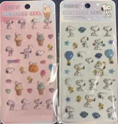 新品 スヌーピー ぷくぷくシール ぷっくりシール ２種 ２枚 セット