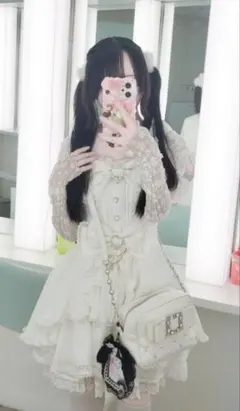 LIZLISA リズリサ　フロントカシュクールBIGリボンセットアップ 　白