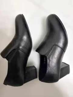 ブラック サイドゴアブーツ レザー 5cmヒール