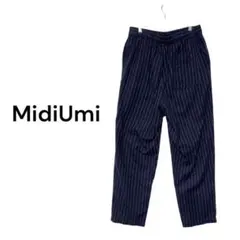 【日本製】MidiUmi ミディウミ ストライプ柄 パンツ ゴム仕様 ネイビーのサムネイル