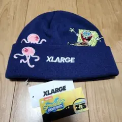 XLARGE スポンジボブ ビーニー ニット帽 ネイビー