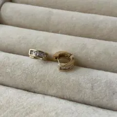 ジルコニア フープピアス ゴールドメッキ