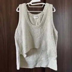 チャオパニックティピー ラメニットベスト F アイボリー ウール 重ね着