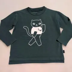 タイニーコットンズ 猫 長袖 Tシャツ 2Y 90cmくらい グリーン 秋物のサムネイル
