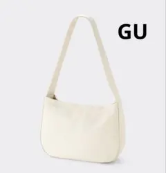 GU レザータッチラウンドショルダーバッグ アイボリー