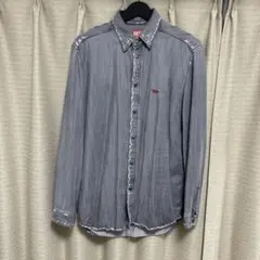 Diesel グレー デニムシャツ ダメージ加工