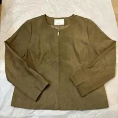 Aylesbury ブラウン スエード ノーカラージャケットXL