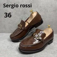 【極美品】セルジオロッシ ヒール ローファー ブラウン シルバー メッシュ 35 極美品】セルジオロッシ ヒール ローファー ブラウン シルバー