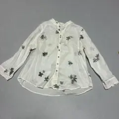パラスパレス 花柄ロングシャツ チュニック 藍 インディゴ 綿 コットン