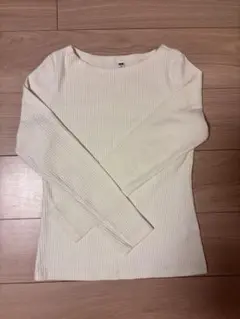 ユニクロ　レディース　リブニット/カットソー　アイボリー　Mサイズ