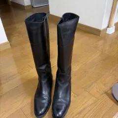 ブラックレザー ロングブーツ 約40cm