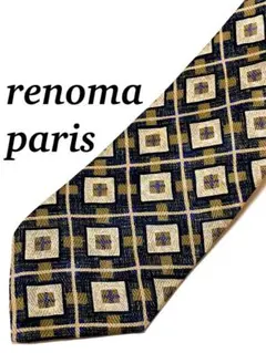 2本目半額 美品 renoma 幾何学模様 ネクタイ シルク