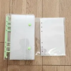 シール帳 A6 透明リフィル 10枚 シール台紙 バインダー 黄緑