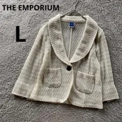 ジエンポリアムTHE EMPORIUM 透かし編ジャケット 七分袖 白クリームLのサムネイル