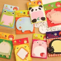 かわいい動物付箋メモ帳セット｜8種類デザイン｜各20枚入り 文房具