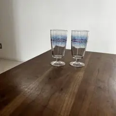 当時物 70年代 ADERIA アデリア ST 脚付きグラス ２点 昭和レトロ