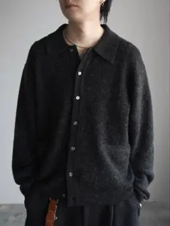 【WYM LIDNM】モヘアブレンドニットシャツカーディガン チャコール Mのサムネイル