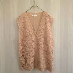 Mocka Giene ベスト ジレ カーディガン レース ピンク M〜L