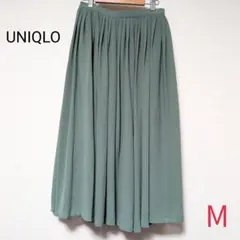 ​UNIQLO ユニクロ シフォンプリーツスカート Мサイズくすみグリーン