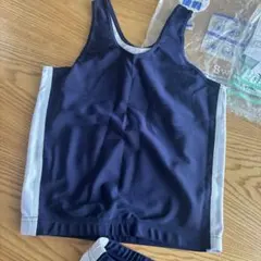 140cm 女の子用 ネイビー水着セット　新品