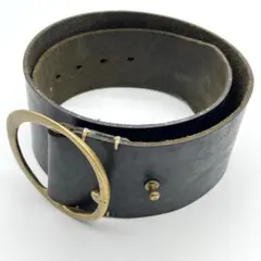 90s ラルフローレン Y2K ベルト ロゴ刻印 ゴールドバックル 黒 本革