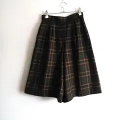 チェック柄キュロット グリーン系　古着