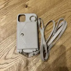 ベージュ iPhoneケース ショルダーストラップ付き