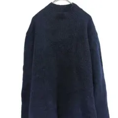 H&M MAMA ゆるだぼ モックネック ニット サイドスリット 濃紺 L相当