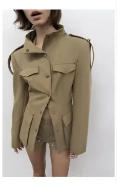 完売品⭐︎ZARA ループディテールフィットブレザー XS ライトカーキ