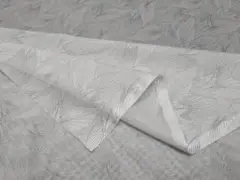 最終１ｍ・点描ライン葉柄・薄手上質スイス綿　白地に紺点　幅１３８ｃｍ
