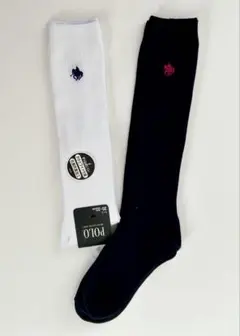 【新品】POLO ハイソックス 白・紺 2足セット 20〜22cm