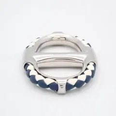 エルメス スカーフリング 90 シェーヌダンクル トレッセ ブルー シルバー