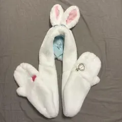 ディズニー　マフラーキャップ　白うさぎ不思議の国のアリス
