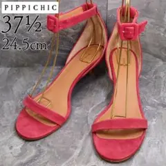 【美品】PIPPICHIC 24.5 サンダル アンクルベルト スエード