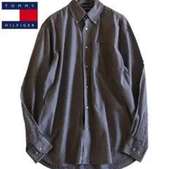 【TOMMY HILFIGER】長袖シャツ　ストライプ　灰白★