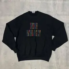 USA製 90s jerzees 刺繍 スウェット 黒 メッセージ刺繍