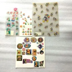 ディズニー　シール(プーさん、アリエル)・ミキーマウス下敷き　レトロ