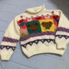 (未使用品)カラフル くまさん柄 ニットセーター タートルネック　110