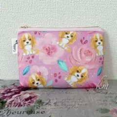 キャバリアまみれ　マルチポーチ　ハンドメイド