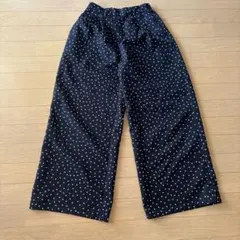 GU ドット柄ワイドパンツ 黒