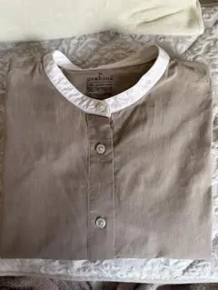 無印良品 XL ベージュ コットン バンドカラーシャツ
