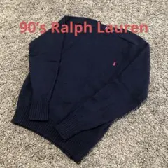 90’s ラルフローレン シェットランドウール ワンポイント刺繍