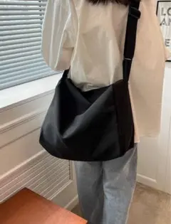 シーイン　SHEIN ブラックキャンバスショルダーバッグ