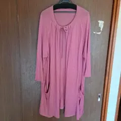 ピンクニットロングカーディガン