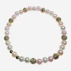 パール風 ブレスレット ピンク ゴールド 上品 フェミニン 20cm 大人可愛い