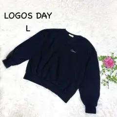 3749 ロゴスデイズ【L】スウェット　トレーナーロゴし刺繍　コットン