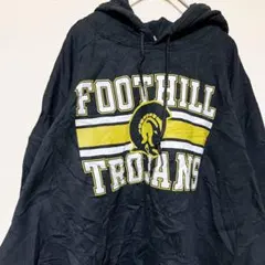 【人気XL】ギルダン カレッジロゴ フード パーカー Foothill 黒 希少